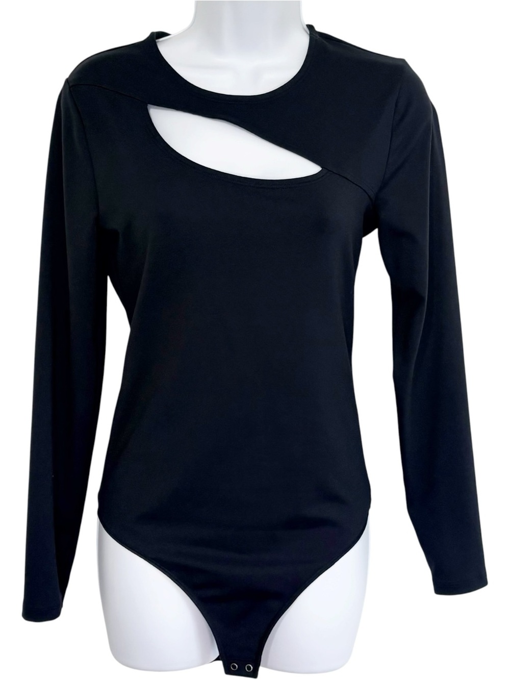 ABERCROMBIE & FITCH Black Cutout Bodysuit Medium Long Sleeve Stretch Top